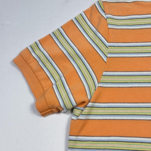Polo Ralph Lauren Polo Shirt Mens Medium Orange Striped Cotton Golf Casual - Picture 4 of 10